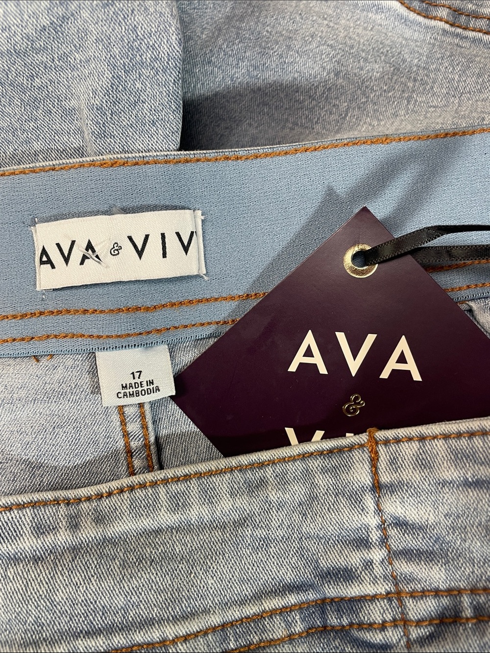 Ava & Viv A Line Wrap Skort Light Blue Wash Stretch Denim Plus Size 17 | NWT - Picture 6 of 7